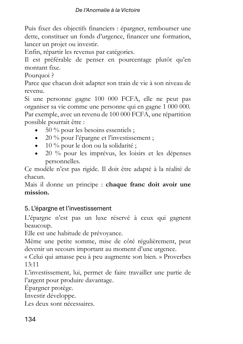 Page 134 du livre : budget, épargne et investissement