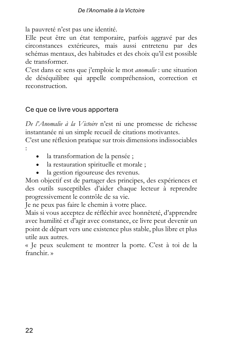 Page 22 du livre : Ce que ce livre vous apportera