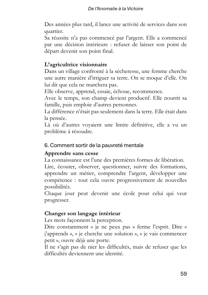 Page 59 du livre : Comment sortir de la pauvreté mentale